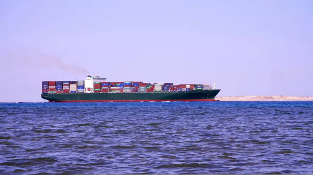 istock Red sea, a large cargo ship sails on the sea. 1416206864