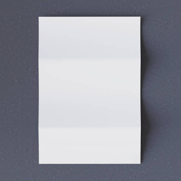 Blank paper sheets for brochure on grey background, top view mockup stock photo