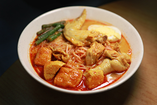 Penang curry soup noodle, popular Malaysian street food