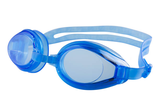 istock classic blue plastic goggles for swimming, on a white background 1416219950