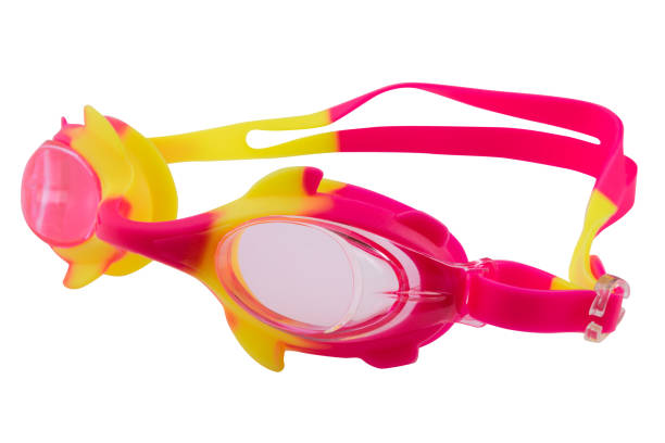 istock children's bright multi-colored glasses for swimming, with an interesting design, on a white background 1416220490