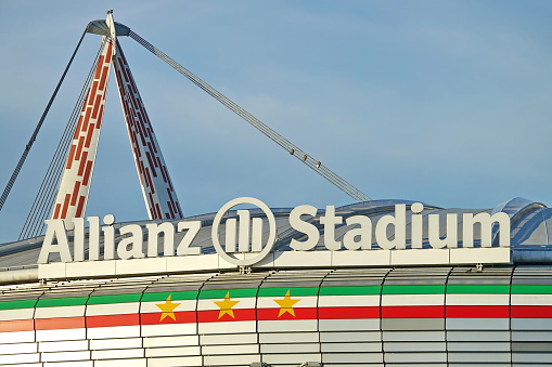 Allianz Stadium logo, Juventus home arena. Turin, Italy - August 2022