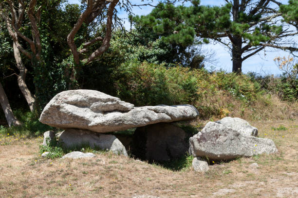 argenton dolmen in landunvez - dolmen imagens e fotografias de stock