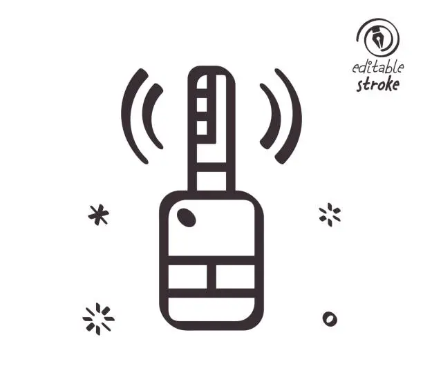 Vector illustration of Playful Line Illustration for Wireless Car Key