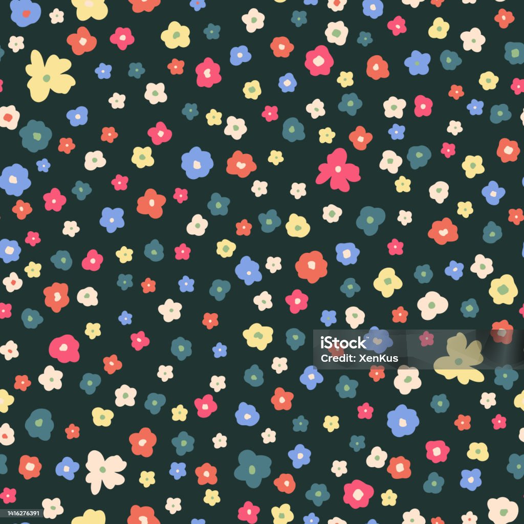 Calico Pattern Simple Cute Little Calico Flowers Seamless Repeat Pattern Stock Illustration ...