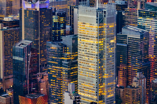 Night view of Manhattan from the Edge building, Hudson Yards, New York
