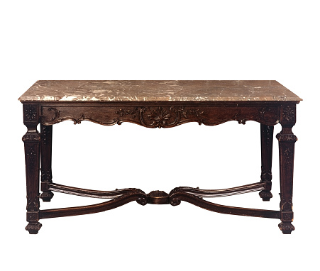 Antique style table isolated on white with clipping path