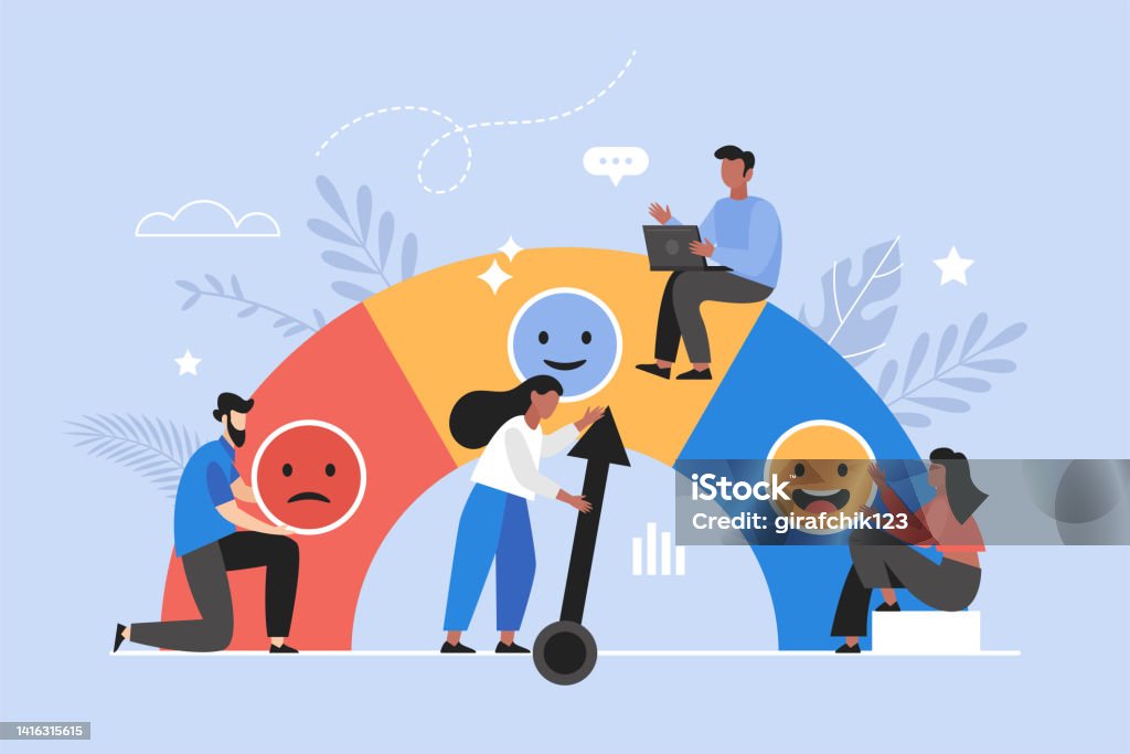 Feedback do cliente, experiência do usuário ou conceito de negócio de avaliação de avaliação de clientes. Ilustração vetorial moderna da medição da satisfação das pessoas - Vetor de Questionário royalty-free Feedback do cliente, experiência do usuário ou conceito de negócio de avaliação de avaliação de clientes. Ilustração vetorial moderna da medição da satisfação das pessoas - Vetor de Questionário royalty-free
