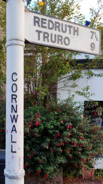 istock Old Cornwall signpost and distance to Redruth and Truro 1416327196