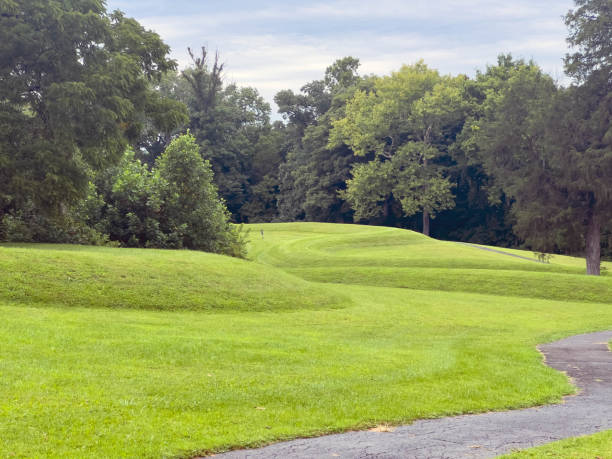 Walking path and curved earthworks prehistoric Great Serpent Mound