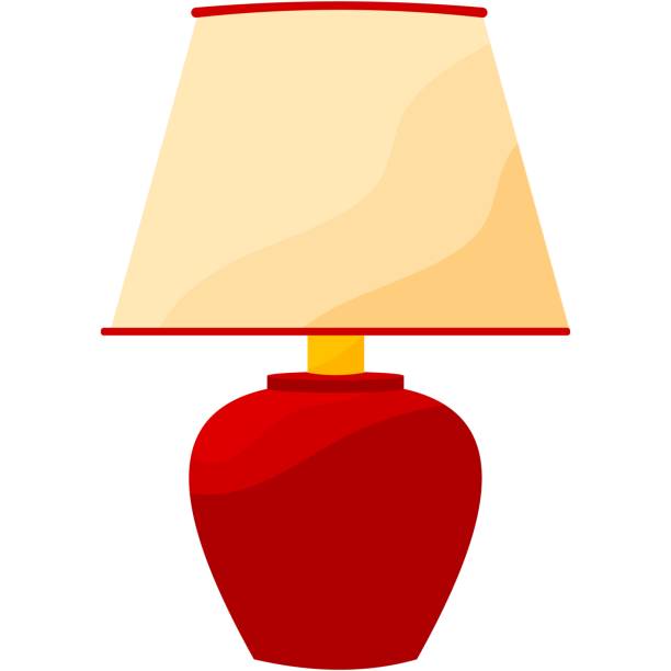 ilustrações, clipart, desenhos animados e ícones de ilustração do ícone plano do vetor de lâmpada de mesa vintage - lamp