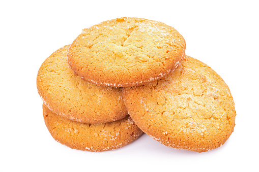 Homemade  shortbread  cookie on white background.