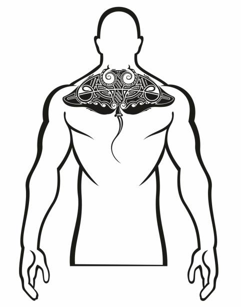 illustrations, cliparts, dessins animés et icônes de motif de tatouage de style maori en forme de raie manta. convient pour le haut et le bas du dos. illustration vectorielle modifiable. - manta ray maori tattoo pattern