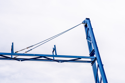 Crane at the harbour. With copy space. Shot with a 35-mm full-frame 61MP Sony A7R IV.