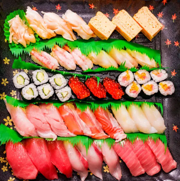 Photo of Japanese delivery sushi assortment for party