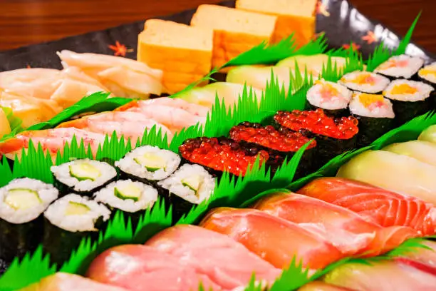 Photo of Japanese delivery sushi assortment for party