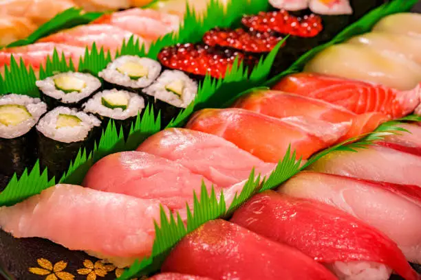 Photo of Japanese delivery sushi assortment for party