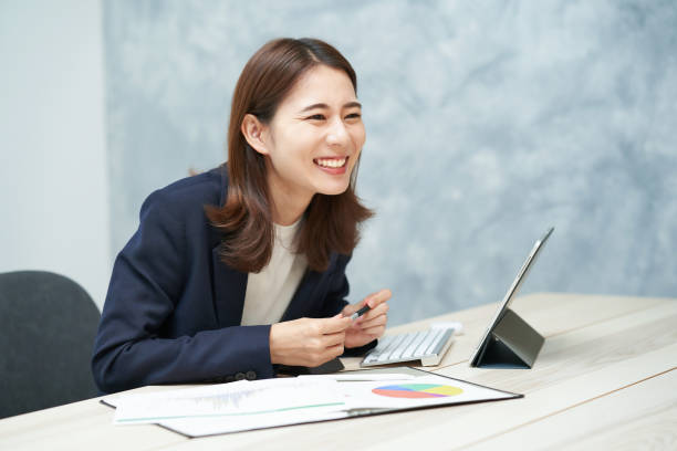 istock Business woman responding with a smile 1416390326