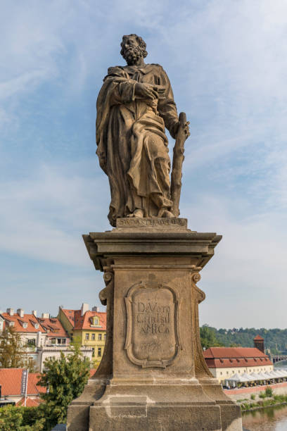istock Baroque statue on Charles Bridge, Prague 1416391778