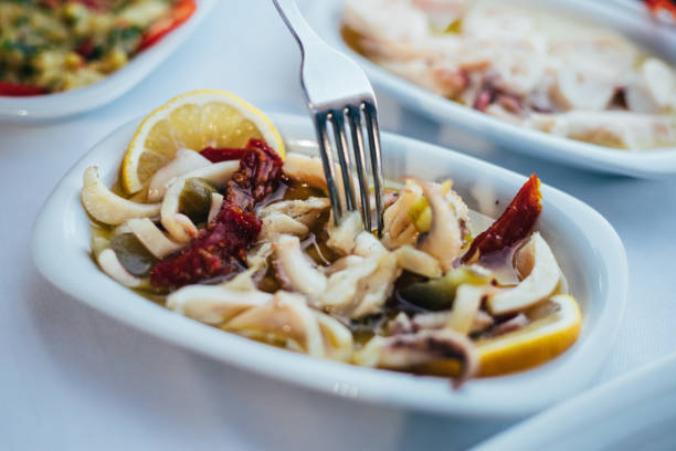 Octopus salad with dried tomato and lemon