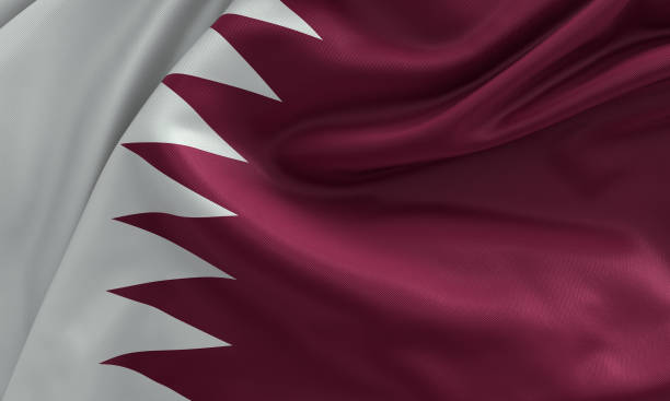 Flag of Qatar Qatar flag, from fabric satin, 3d illustration qatar flag stock pictures, royalty-free photos & images