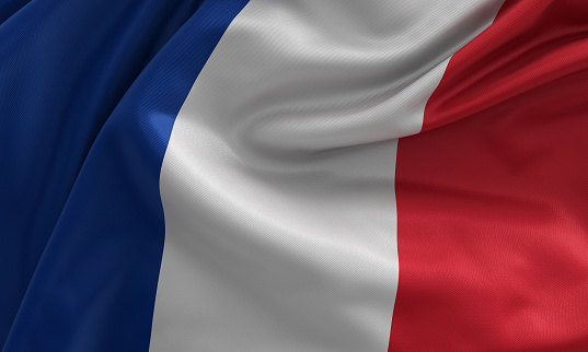 France flag, from fabric satin, 3d illustration