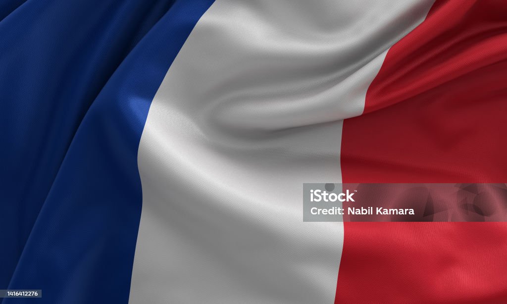 Flag of France France flag, from fabric satin, 3d illustration French Flag Stock Photo