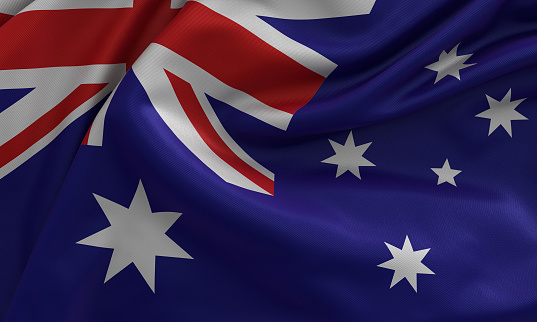 Australia flag, from fabric satin, 3d illustration