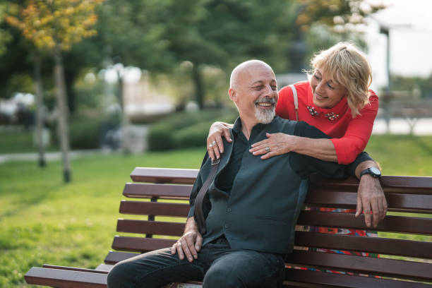 istock Mature couple in park 1416414217