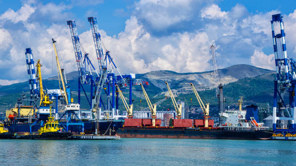 morski port handlowy nad morzem czarnym - melbourne commercial dock harbor australia zdjęcia i obrazy z banku zdjęć