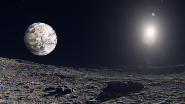 Earth & Sun seen from the Moon