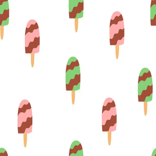 Vector illustration of Cute seamless pattern with chocolate ice cream