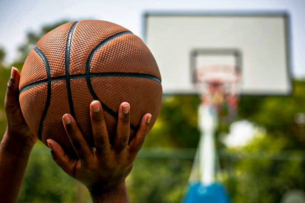 istock Basketball in being shot position 1416422229