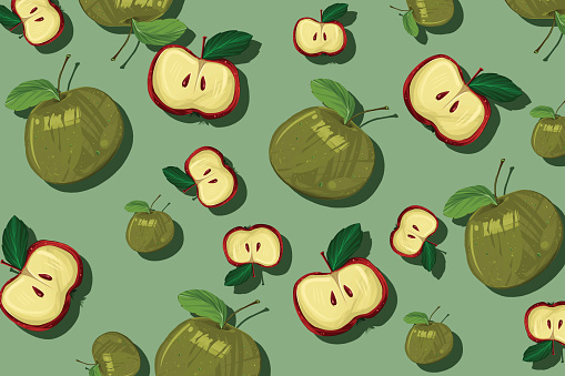 Illustration of green and red apples.