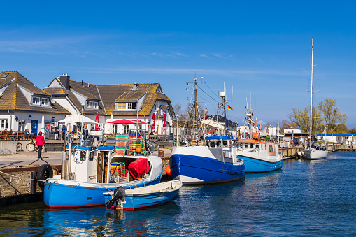 View to the port Vitte on the island Hiddensee, Germany.