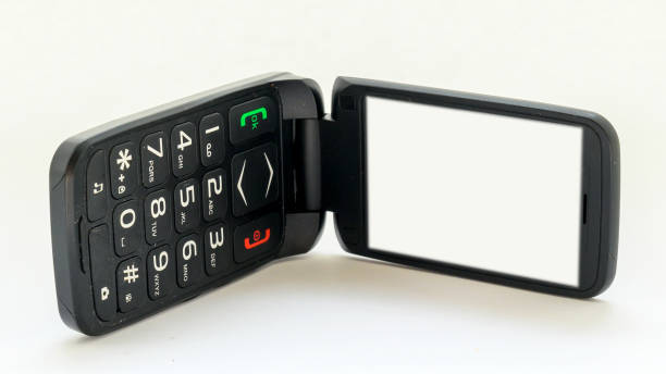 istock black mobile phone flip with white screen on white background 1416438541