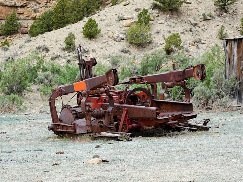 Rusted abandoned old mining machinery.