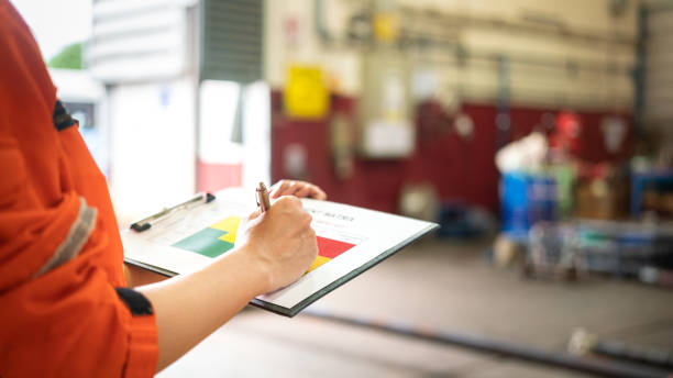 istock Industrial risk assessment and safety audit working action. 1416444325