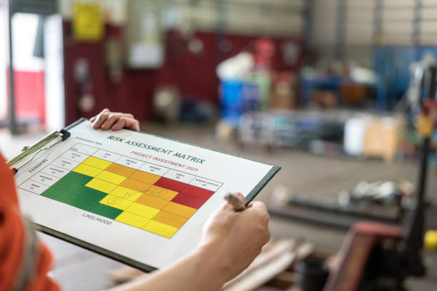 istock Industrial risk assessment and safety audit working action. 1416444328