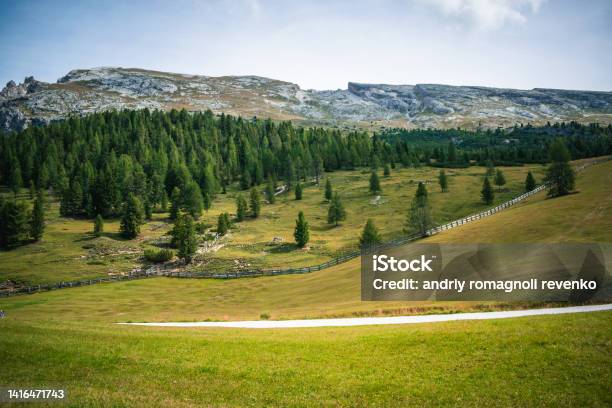 Fantastic View On Prato Piazza And Mount Specie In Trentino Stock Photo - Download Image Now