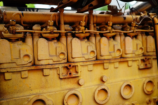 Diesel yellow engine detail background