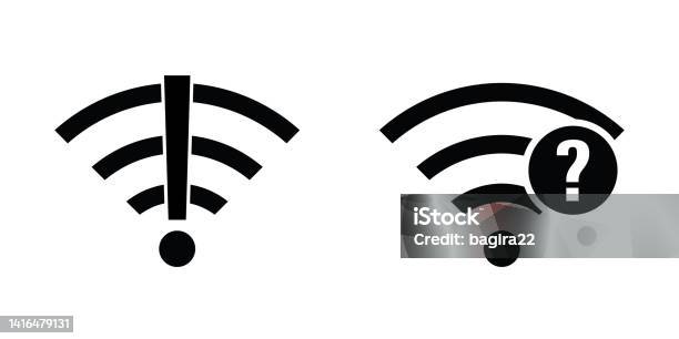 Internet Problem Sign Two Wifi Symbols With Exclamation Mark And Question Mark No Internet ...