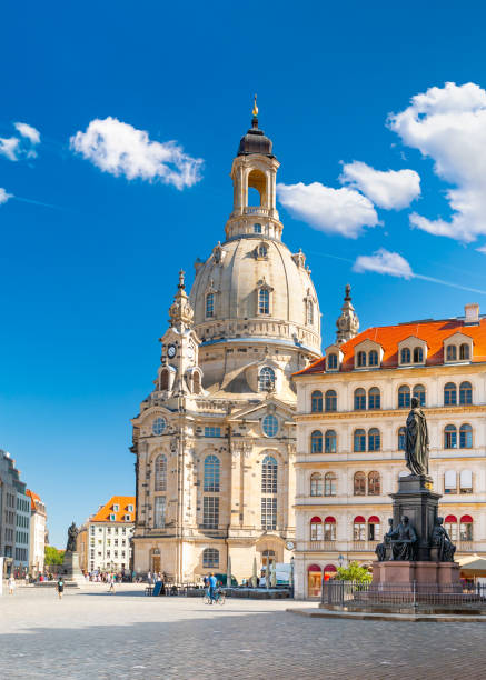 Historic Church of our Lady (Frauenkirche) on the Neumarkt square in Dresden, Germany stock photo