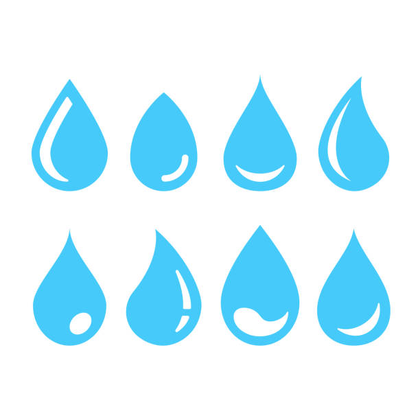 Water drop icons. Vector drops set - ilustração de arte vetorial
