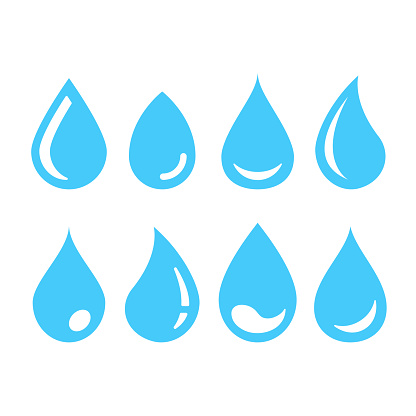 Water drop icons. Vector drops set