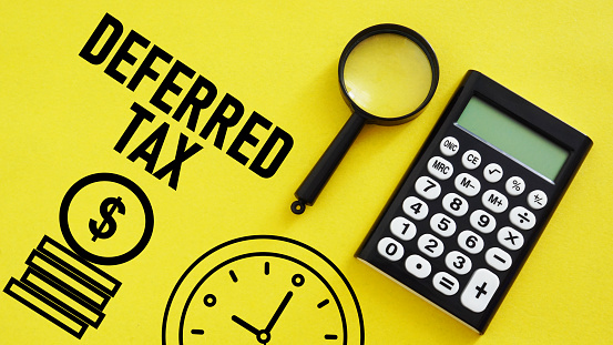 Deferred tax is shown using a text