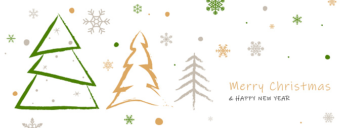 Christmas Trees & Snowflake Background