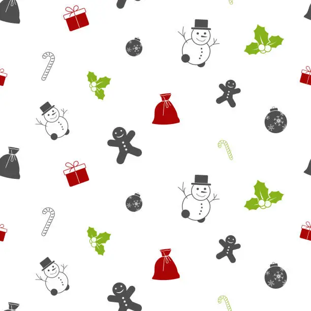 Vector illustration of Christmas Icon Design in a Seamless Pattern Arrangement