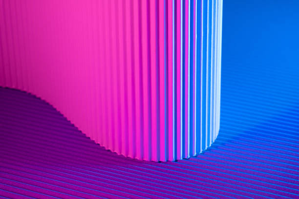 Abstract geometric background with magenta and blue hues.