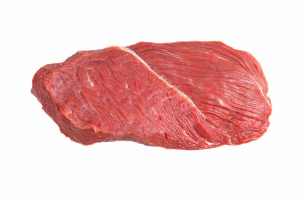 one piece of fresh beef, tender shoulder, isolated on white background. - top sirloin imagens e fotografias de stock